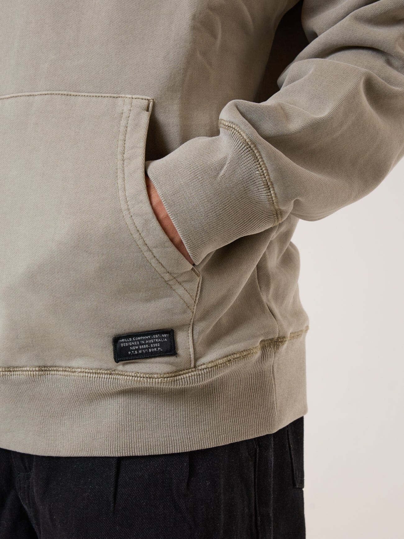 Thrills Military Slouch Pull On Hood - Aluminium