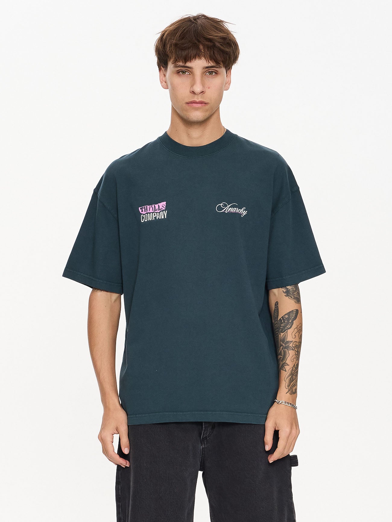 Total Anarchy Box Fit Oversize Short Tee - Deep Teal