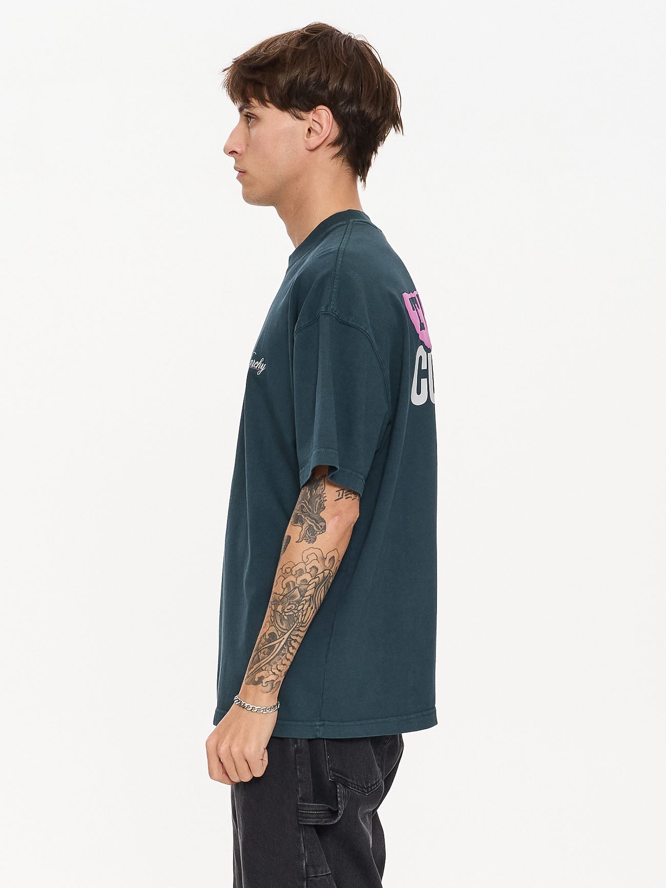 Total Anarchy Box Fit Oversize Short Tee - Deep Teal