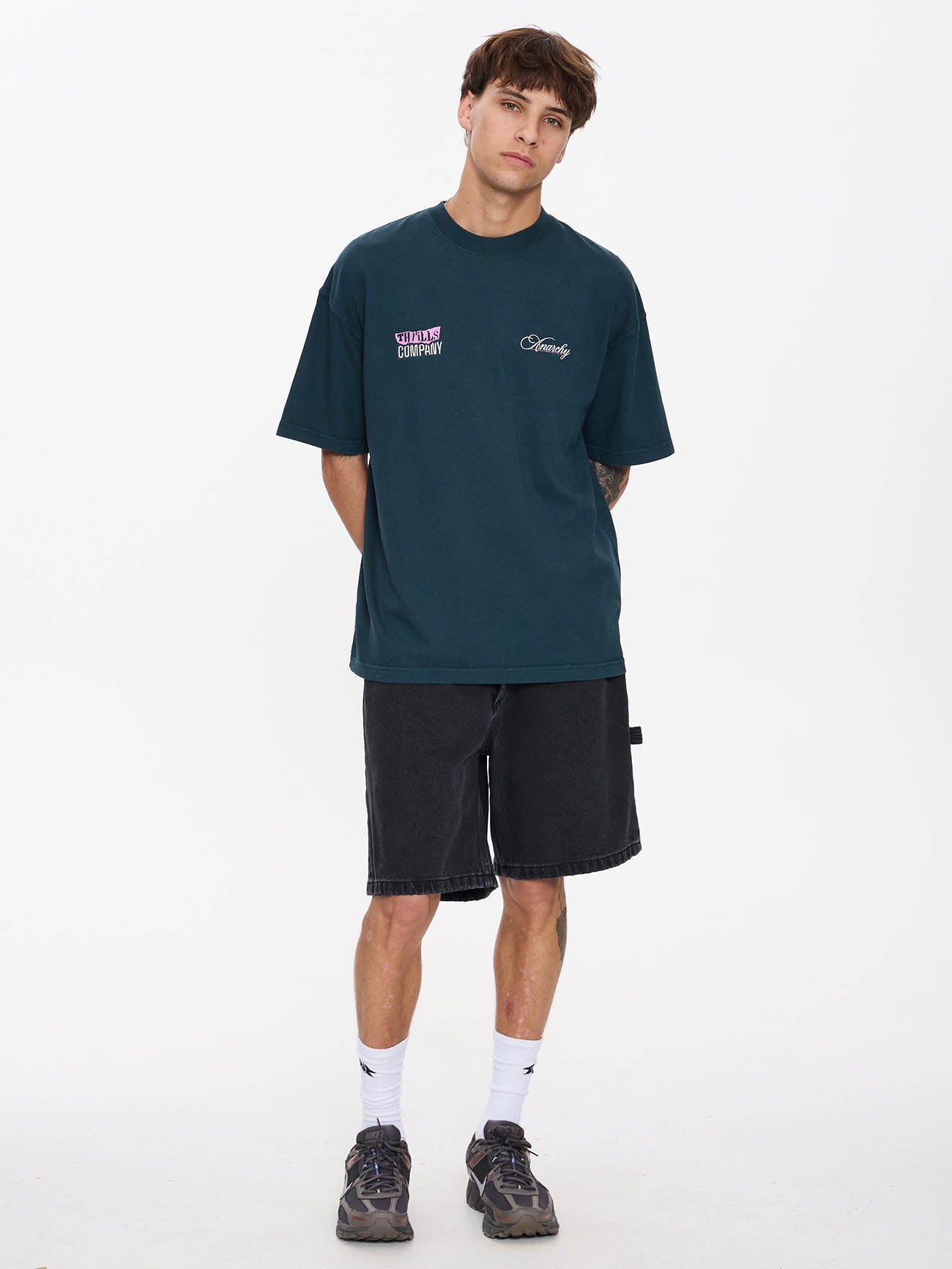 Total Anarchy Box Fit Oversize Short Tee - Deep Teal