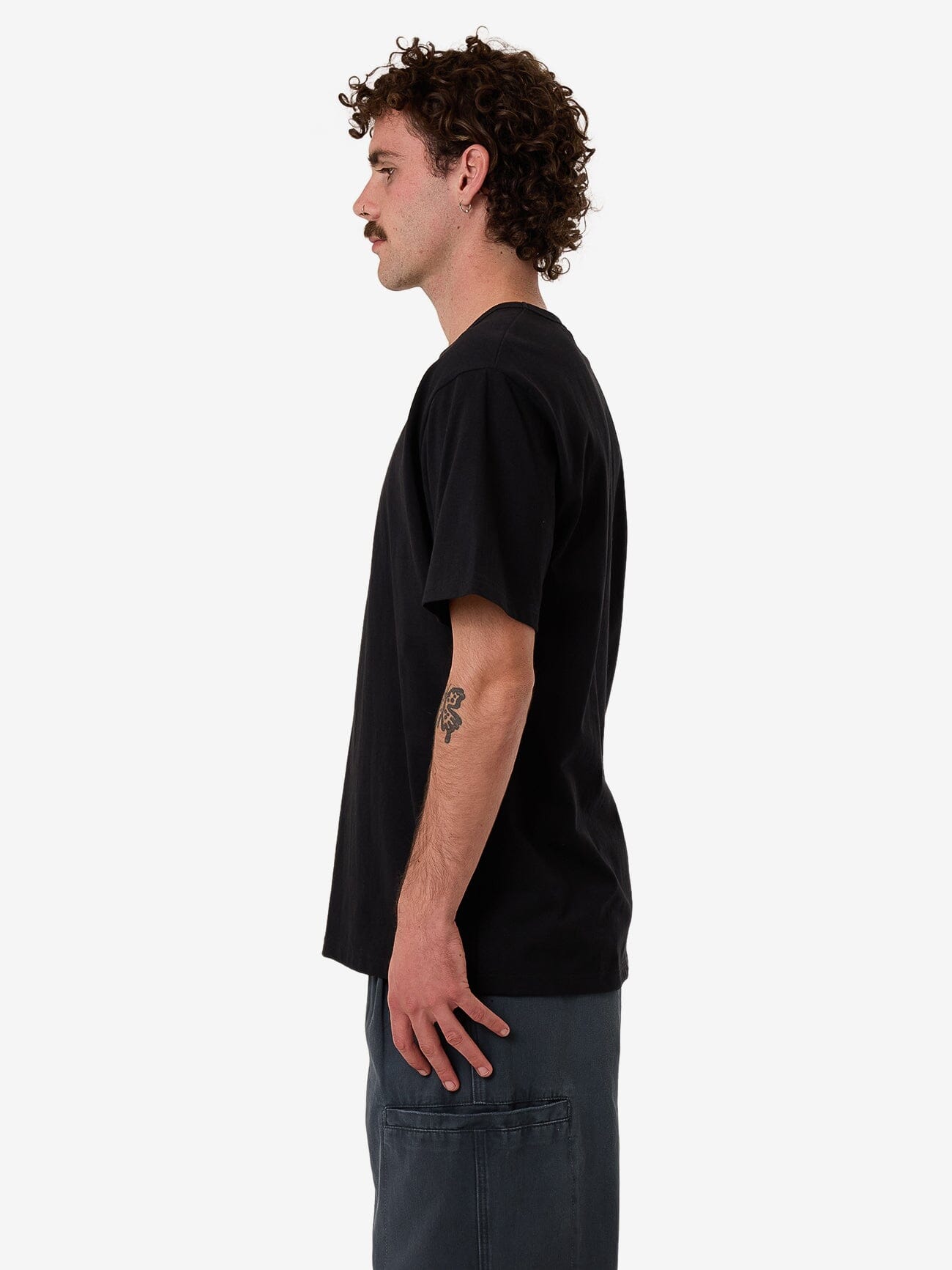 Thrills Workwear Embro Merch Fit Tee - Black XS