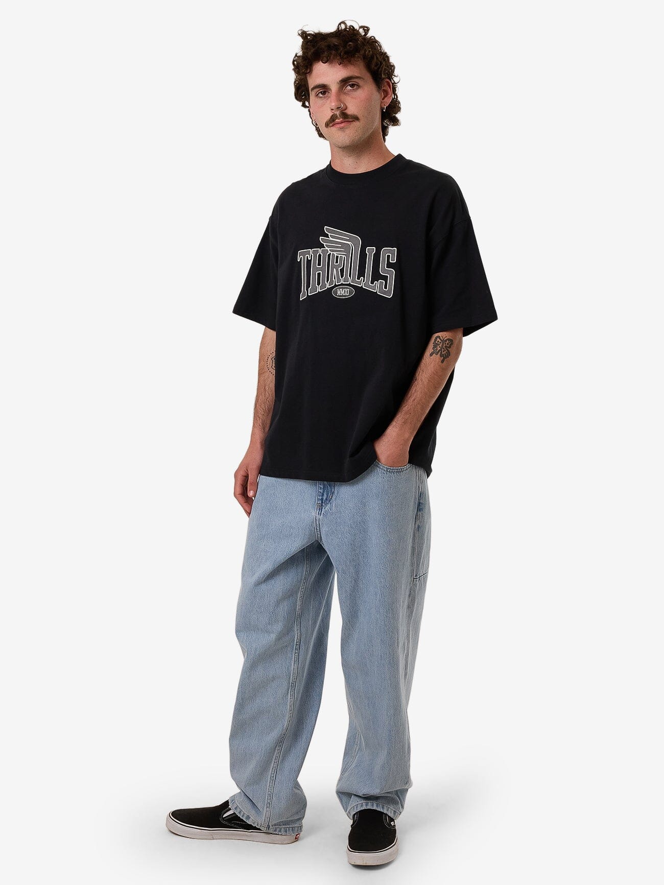 Born To Fly Box Fit Oversize Tee - Washed Black XS