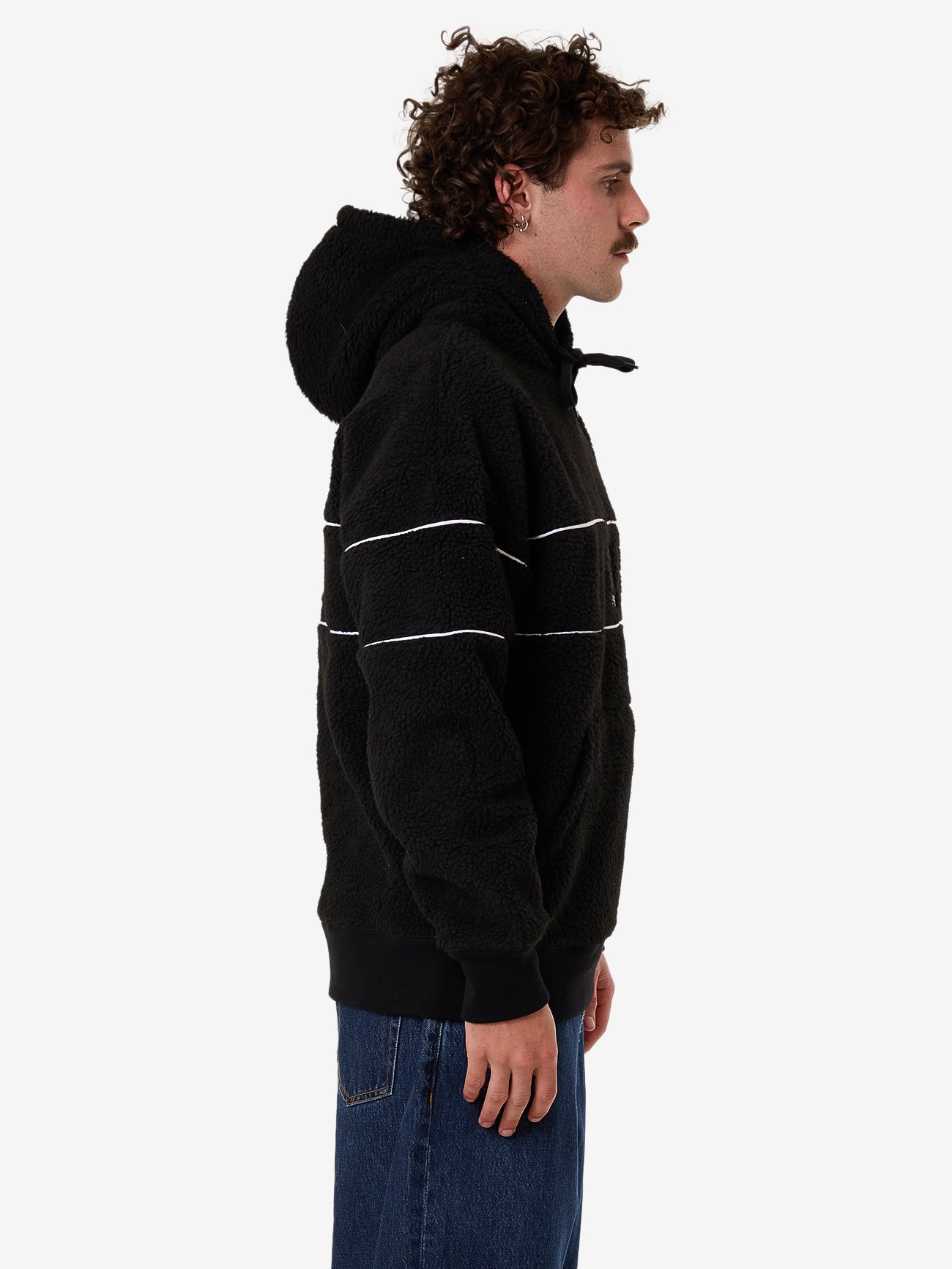 Hazed Slouch Hood Polar Fleece - Black XS