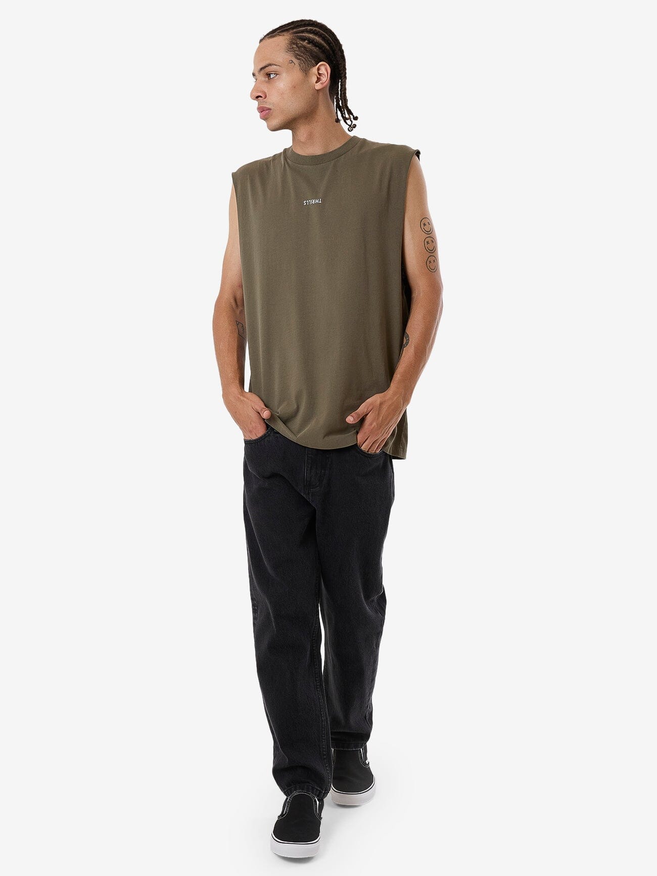 Minimal Thrills Merch Fit Muscle Tee - Tarmac XS