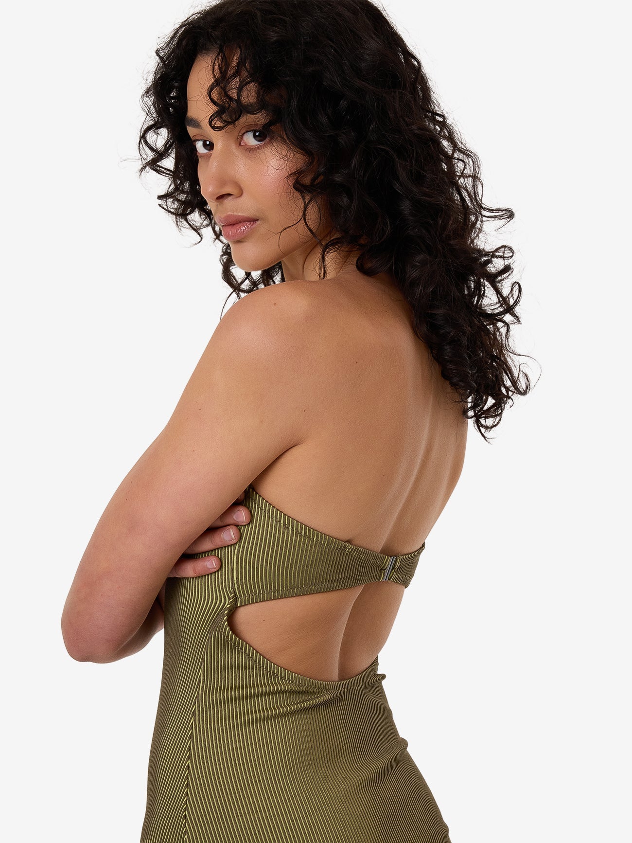 Alba Rib Strapless One Piece - Pickle Green 4