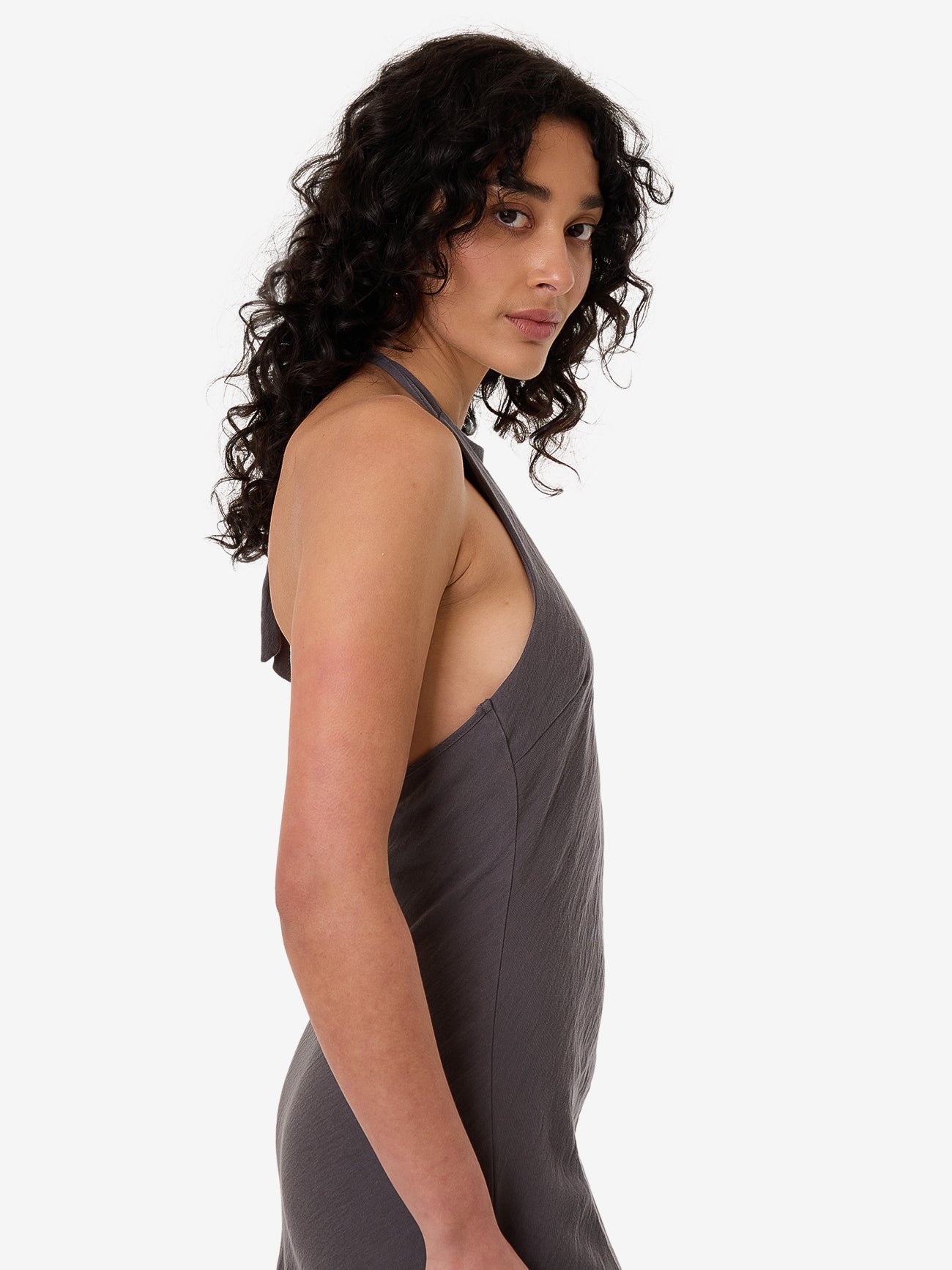 Rumi Halter Bias Dress - Charcoal 4