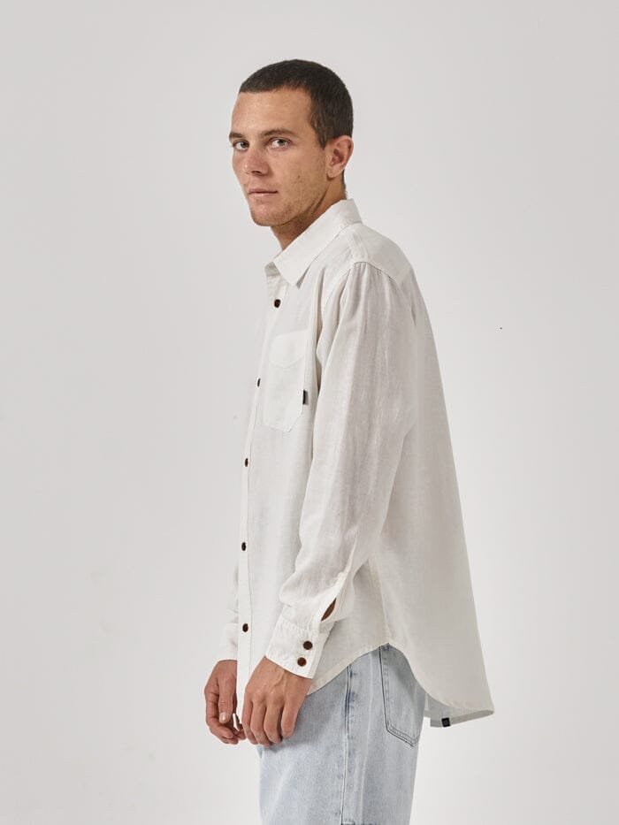 Hemp Minimal Thrills Oversize Long Sleeve Shirt - Dirty White