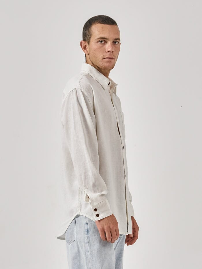 Hemp Minimal Thrills Oversize Long Sleeve Shirt - Dirty White