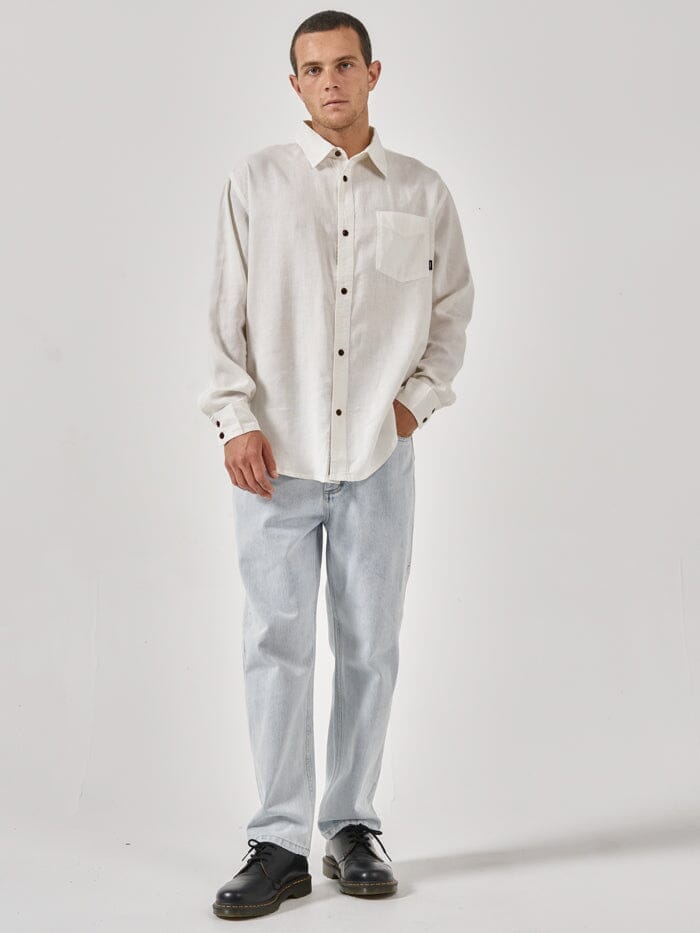 Hemp Minimal Thrills Oversize Long Sleeve Shirt - Dirty White