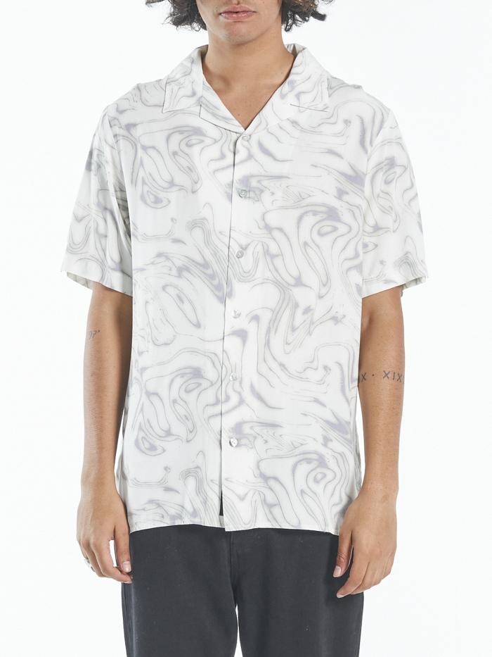 Marbled Paradise Bowling Shirt - Tofu