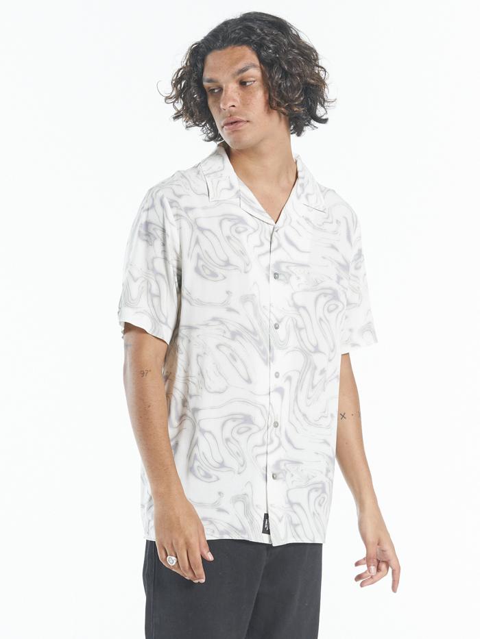 Marbled Paradise Bowling Shirt - Tofu