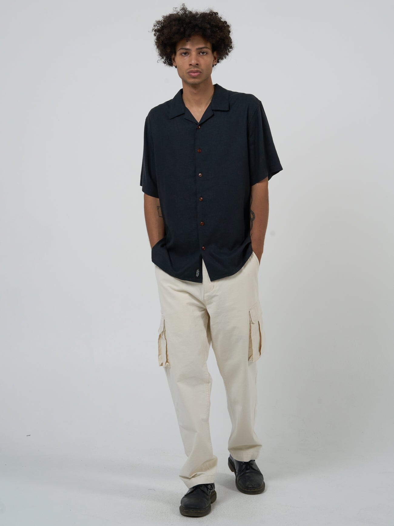 Hemp Minimal Thrills Bowling Shirt - Black