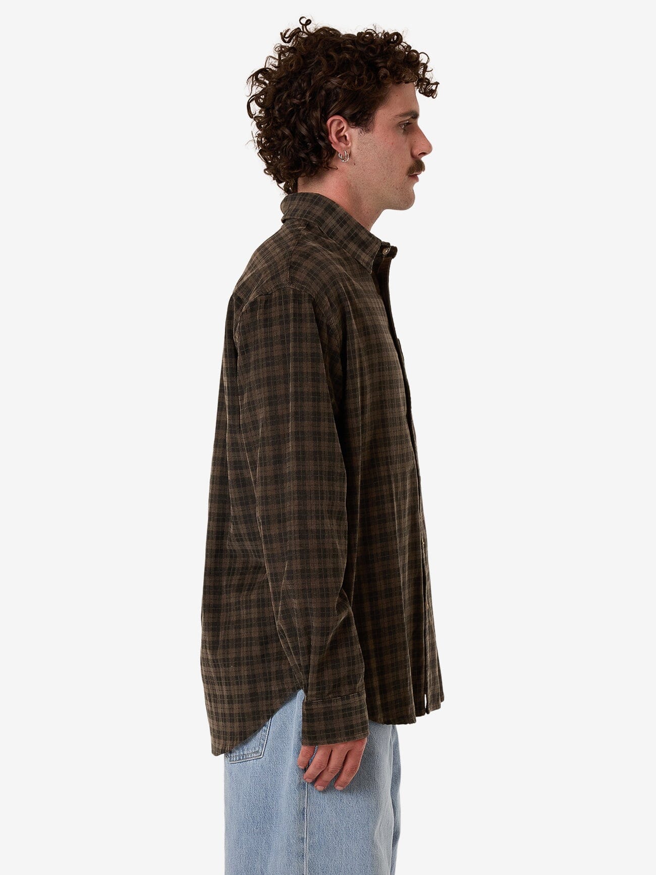 Thrills Union Cord Check Long Sleeve Shirt - Falcon XS