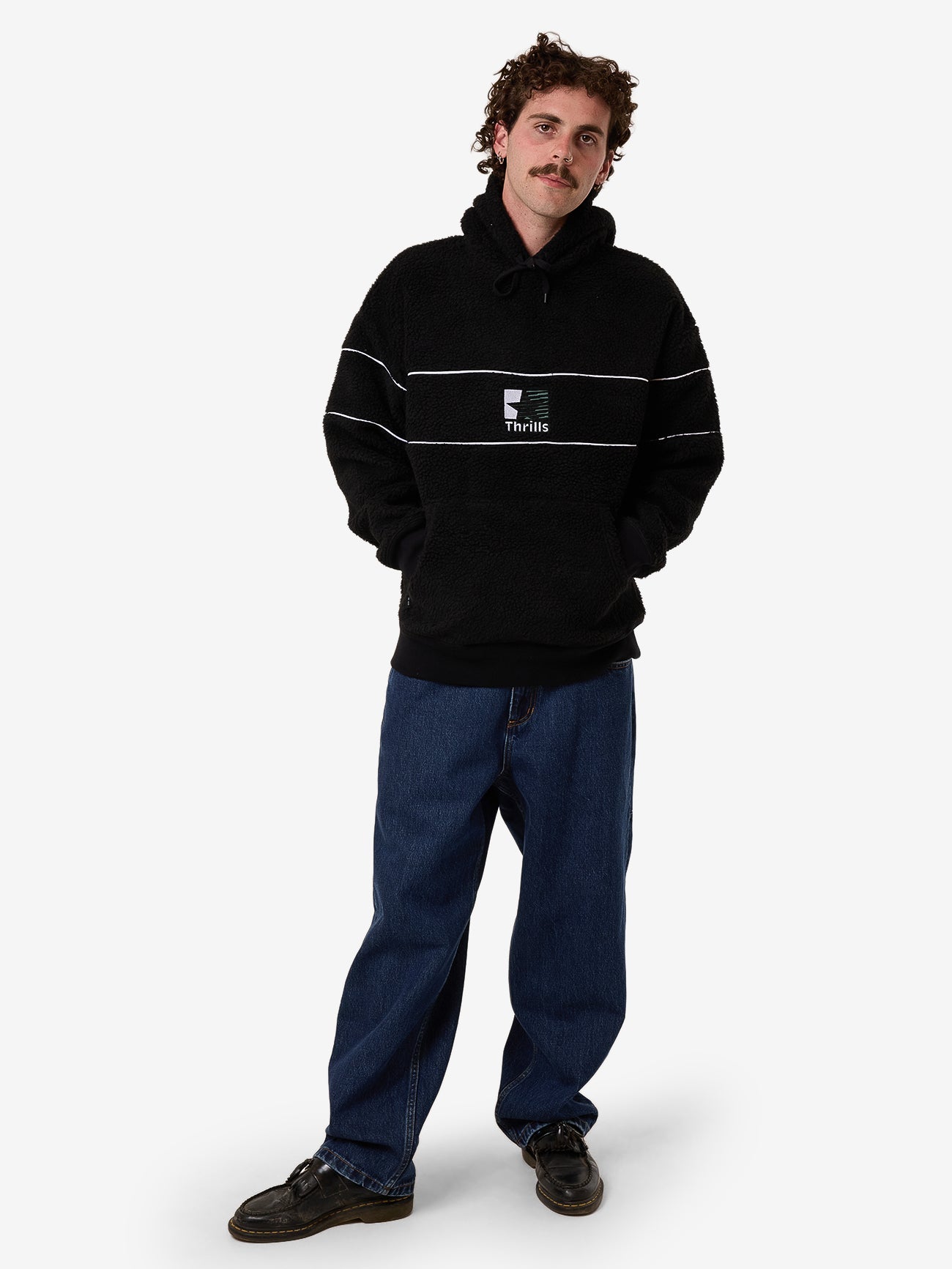 Hazed Slouch Hood Polar Fleece - Black XS