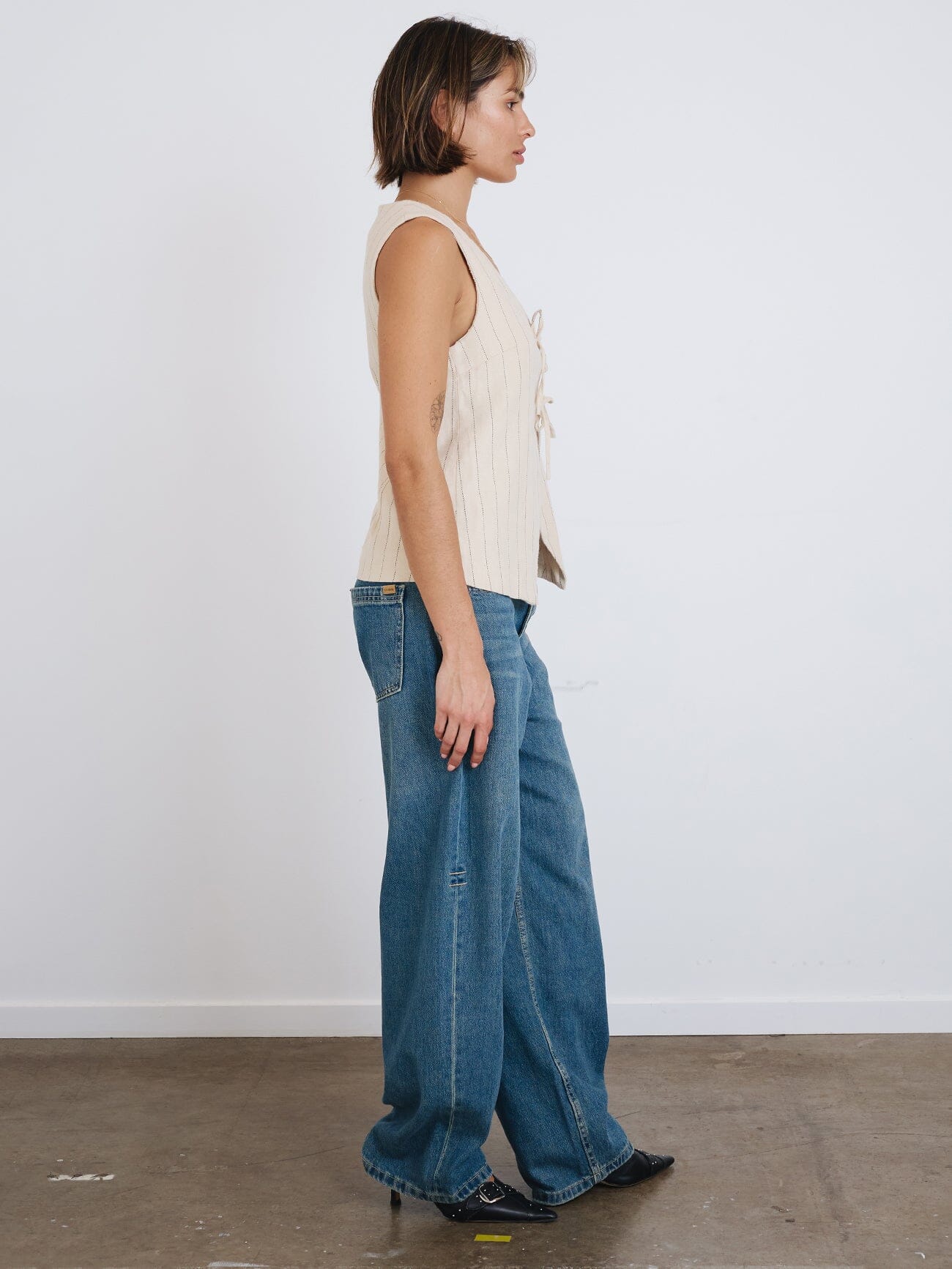 Olivia Pinstripe Oversize Vest - Tofu