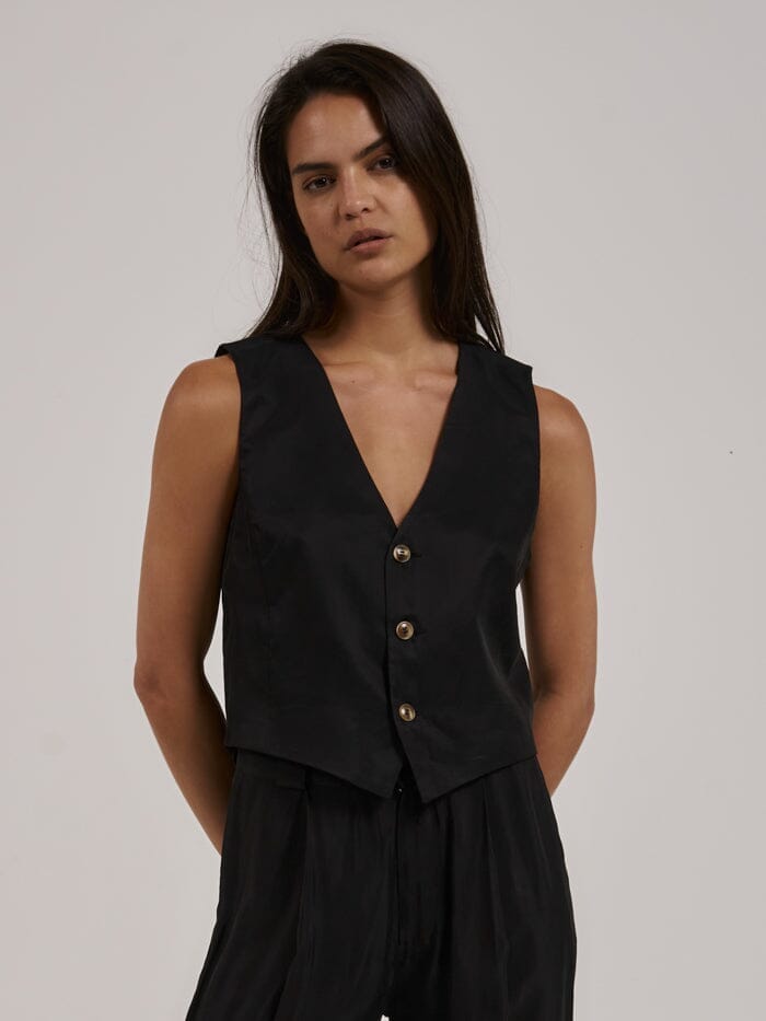 Agnes Cupro Vest - Black