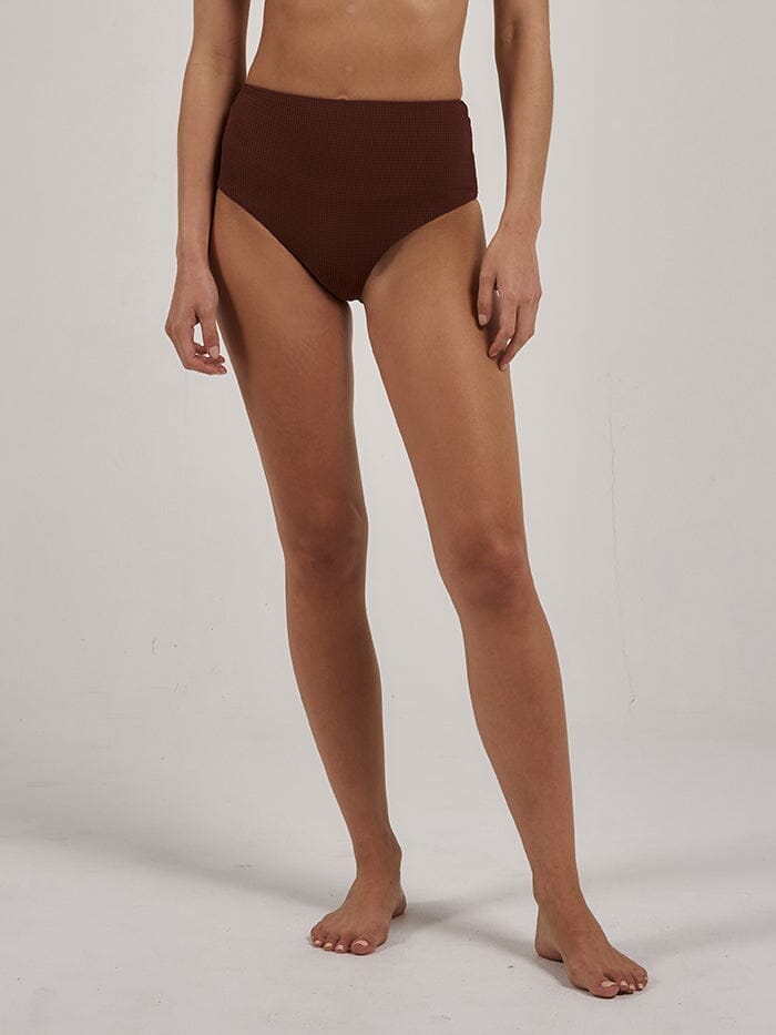 Paradise Code High Waist Bikini Bottom - Chimney Red