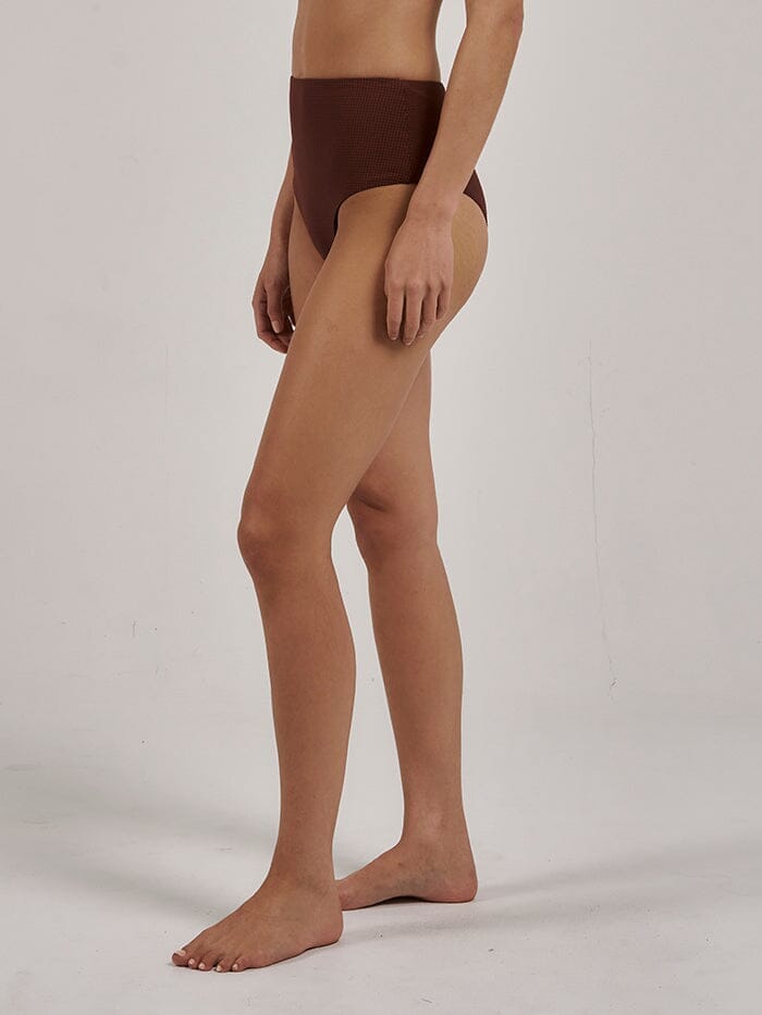 Paradise Code High Waist Bikini Bottom - Chimney Red