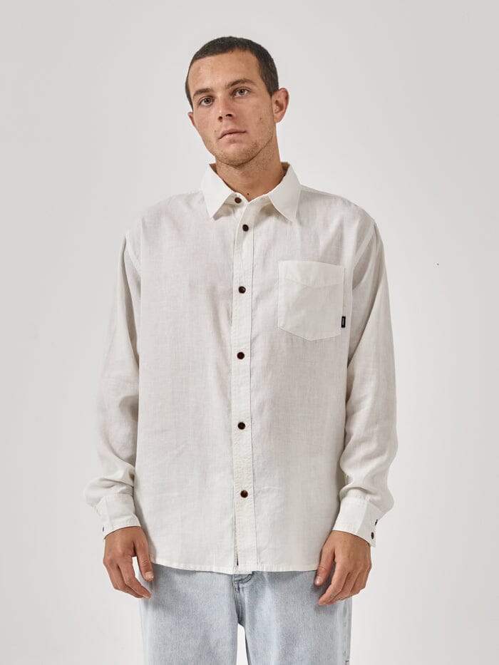 Hemp Minimal Thrills Oversize Long Sleeve Shirt - Dirty White