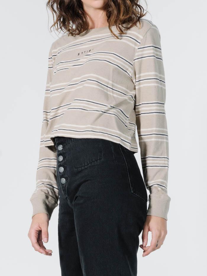 Memory Stripe Crop LS Tee - Oxford Tan